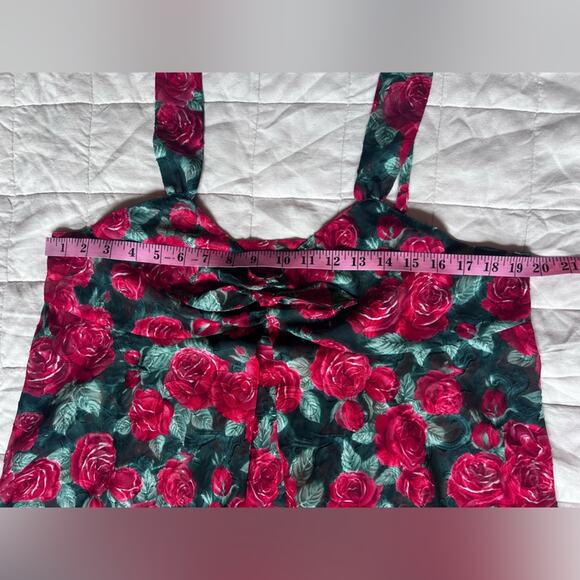 Vintage 90s VS Red Rose Floral Sheer Babydoll Mini Dress Lingerie Romantic - L - Picture 3 of 7